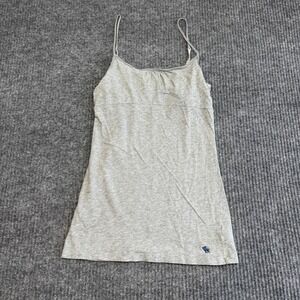 Abercrombie Gray Camisole Tank Youth Large Y2K Rope Trim Moose Logo Top